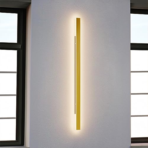 HMAKGG LED Wandlampe Innen Gold Wandleuchte Aus Metall Up Down Spiegelleuchte Lange Lichtleiste 3 Farbtemperatur Wandbeleuchtung Badlampe Für Badzimmer Schlafzimmer Wohnzimmer Treppen,80cm von HMAKGG