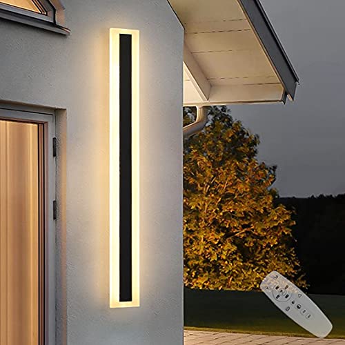 HMAKGG LED Lange Wandleuchte Aussen, Dimmbar Wandlampe Außen mit Fernbedienung, IP65 Wasserdicht Aussenlampe Wand für Treppenhaus Villa Garten Terrassenbeleuchtung, 40w/80cm von HMAKGG