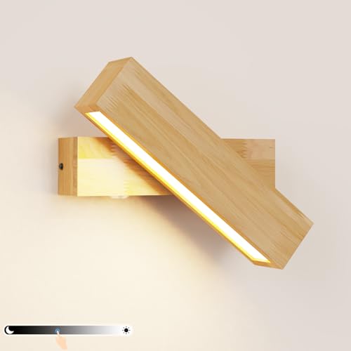 HMAKGG LED Wandleuchte Holz mit Schalter - 6W LED Wandlampe Holz Innen - Touch Dimmbar - Warmweiß - 270° Drehbare Wandbeleuchtung für Schlafzimmer Wohnzimmer Treppenhaus Flur HMAKGG LED Wandleuchte Holz mit Schalter - 6W LED Wandlampe Holz Innen - Touch Dimmbar - Warmweiß - 270° Drehbare Wandbeleuchtung für Schlafzimmer Wohnzimmer Treppenhaus Flur von HMAKGG