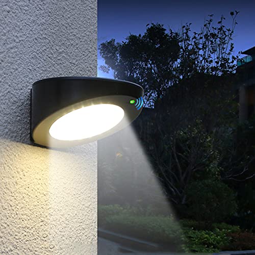 HMAKGG Wandleuchte Aussen LED mit Bewegungsmelder, LED Solarleuchte Solar IP65 Wasserdichte Wandlampe Solar Aussenleuchte Solarlicht für Garten, Warmweiß 3000K,6w/160mm von HMAKGG