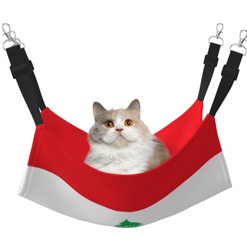 HMBGFW Flag of Libanon Reversible Cat Hanging Hammock Soft Breathable Pet Cage Hammock with Double Sided Hanging Bed for Small Dogs Rabbits von HMBGFW