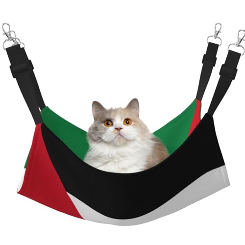 HMBGFW Flag of Palestine Reversible Cat Hanging Hammock Soft Breathable Pet Cage Hammock with Double Sided Hanging Bed for Small Dogs Rabbits von HMBGFW