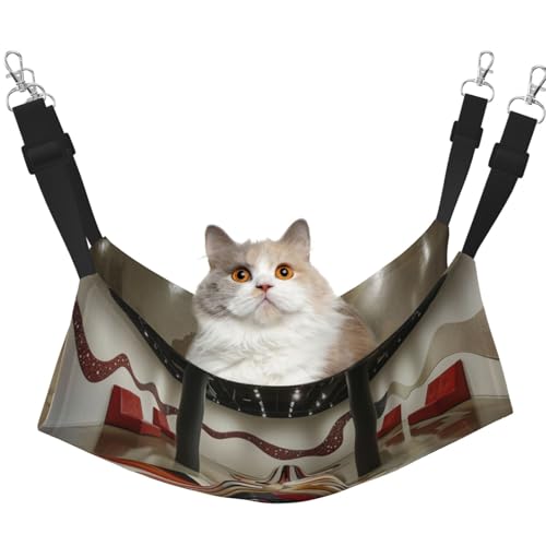 HMBGFW Fractal Wave Pattern Flooring Reversible Cat Hanging Hammock Soft Breathable Pet Cage Hammock with Double Sided Hanging Bed for Small Dogs Rabbits von HMBGFW