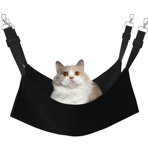 HMBGFW Pure Black Reversible Cat Hanging Hammock Soft Breathable Pet Cage Hammock with Double Sided Hanging Bed for Small Dogs Rabbits von HMBGFW