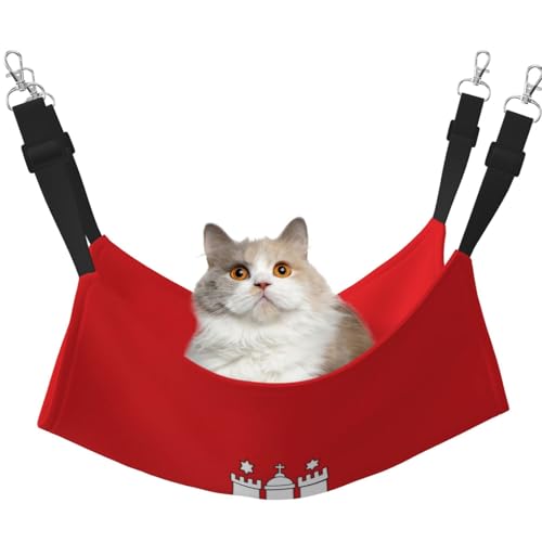 HMBGFW The Hamburg Flag Reversible Cat Hanging Hammock Soft Breathable Pet Cage Hammock with Double Sided Hanging Bed for Small Dogs Rabbits von HMBGFW