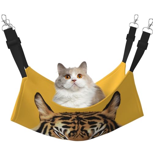 HMBGFW Tiger's Head Reversible Cat Hanging Hammock Soft Breathable Pet Cage Hammock with Double Sided Hanging Bed for Small Dogs Rabbits von HMBGFW