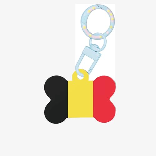 Hundemarke mit Flagge von Belgien, Knochenform, Acryl, perfekt für kleine bis große Hunde und Katzen, niedlich und funktional Hundemarke mit Flagge von Belgien, Knochenform, Acryl, perfekt für kleine bis große Hunde und Katzen, niedlich und funktional von HMBGFW