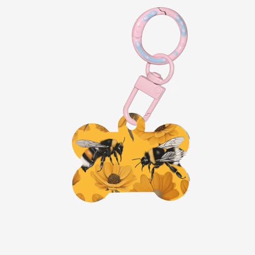 Hundemarken mit Bienen und Blumen, Knochenform, Acryl, perfekt für kleine bis große Hunde und Katzen, niedlich und funktional Hundemarken mit Bienen und Blumen, Knochenform, Acryl, perfekt für kleine bis große Hunde und Katzen, niedlich und funktional von HMBGFW