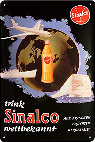 HMDECO Sinalco Around The World geprägt Nostalgie Reklame 20 x 30 Blech von HMDECO