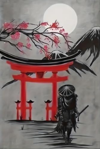 HMDKHI Japanische Bushido Poster Bilder, Ninjas Samurai Figuren Malerei, Mount Fuji Poster, Ohne Rahmen (JP-03,1Pcs-40x60cm) von HMDKHI