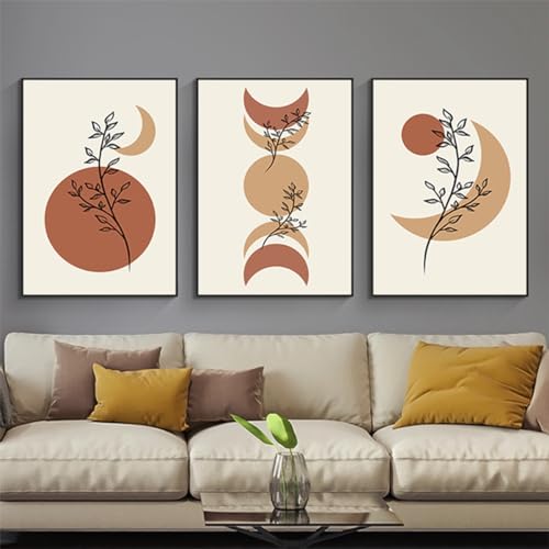HMDKHI Modernes Böhmisches Abstraktes Poster Wanddekor, Schöne Botanische Bilder Poster Wandkunst, Minimalistisches Wandposter Set - Rahmenlos (Wandbild-06,50x70cm*3Pcs) von HMDKHI