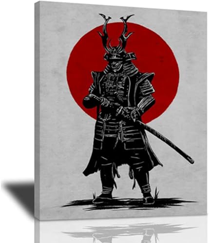 HMDKHI Schwarz und Weiß Samurai Figuren Malerei,Japanische Bushido Poster Bilder,Japanische Figuren und Mount Fuji Poster,Ohne Rahmen (JP-15,1Pcs-40x60cm) von HMDKHI