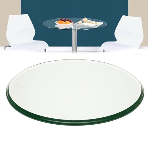 Abgeschrägte Premium-Glasplatte, rund, runde Form, hohe Temperaturbeständigkeit, starke Tragfähigkeit, for Esstisch, Couchtisch, Zuhause, Büro(7OCM (28IN)) von HMDVAPJCR