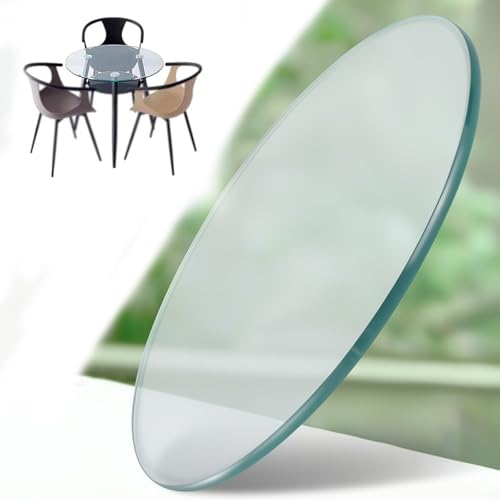 Runde, transparente Tischplatte aus gehärtetem, vielseitig einsetzbar for die Glasarbeitsplatte im Homeoffice (klar, 1/4 Zoll dick, bleistiftpoliert, 28 Zoll)(42CM(16.5IN)) von HMDVAPJCR