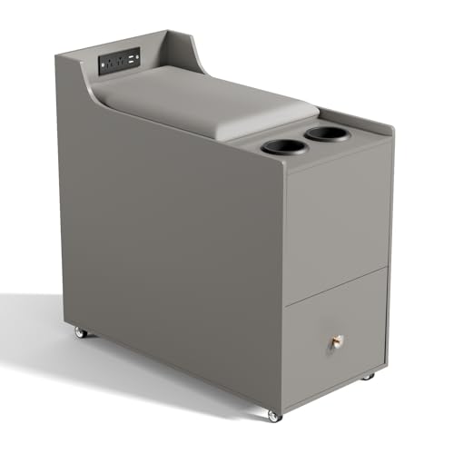 HMEEN Modulares Sektionalsofa Mittelkonsole, Liegestuhl Beistelltisch mit integriertem Strom, Couchkonsole Sektional mit Aufbewahrungsbox, Sofatisch mit Schubladen, Getränkehalter - Grau HMEEN Modulares Sektionalsofa Mittelkonsole, Liegestuhl Beistelltisch mit integriertem Strom, Couchkonsole Sektional mit Aufbewahrungsbox, Sofatisch mit Schubladen, Getränkehalter - Grau von HMEEN