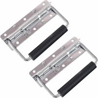 HMF - 14990-09 Klappgriff 2er Set, verzinkter Stahl, Gefedert, 6-Loch, 12,5 x 4 cm, silber von HMF