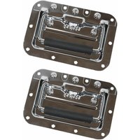 14992-09 Klappgriff Einbauschale 2er Set, verzinkter Stahl, Gefedert, 10-Loch, 16 x 10,7 cm, silber - HMF 14992-09 Klappgriff Einbauschale 2er Set, verzinkter Stahl, Gefedert, 10-Loch, 16 x 10,7 cm, silber - HMF von HMF
