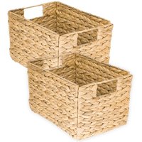 HMF - Aufbewahrungskorb, faltbarer Korb geflochten aus Wasserhyazinthe Seegras, 2er Set, Größe m, 32 x 23 x 20 cm von HMF