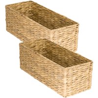37270-S2 Aufbewahrungskorb Badezimmer, Korb geflochten aus Wasserhyazinthe Seegras, 2er Set, 38 x 15 x 14 cm - HMF von HMF