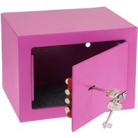 49216-15 Möbeltresor Doppelbartschloss, Safe Tresor klein mit Schlüssel, 23 x 17 x 17 cm, Pink - HMF von HMF