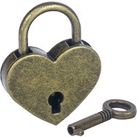 HMF - 6493 Deko Vorhängeschloss in Herzform mit Schlüssel, 59 mm, Bronze von HMF