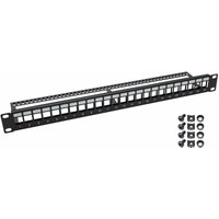 66445-02 utp Keystone-Patchpanel für Serverschrank, 19 Zoll, 24 Ports RJ45, Schwarz - HMF von HMF