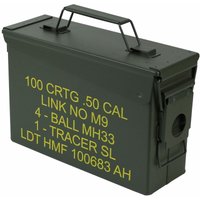 HMF - 70010 Munitionskoffer, us Ammo Box, Metallkiste, 27,5 x 17,5 x 9,5 cm, grün von HMF