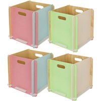 Aufbewahrungsbox aus Holz zum Zusammenstecken, 4er Set, passend für Kallax, 32 x 32 x 32 cm, Mehrfarbig - HMF Aufbewahrungsbox aus Holz zum Zusammenstecken, 4er Set, passend für Kallax, 32 x 32 x 32 cm, Mehrfarbig - HMF von HMF