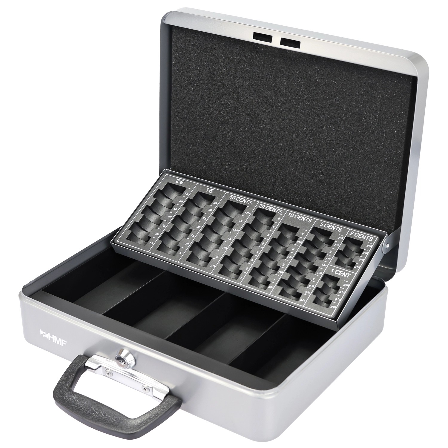 HMF 10016-09 Geldkassette Abschließbar Münzzählbrett Kasse Koffergriff 30 x 24 x 8 cm Silber HMF 10016-09 Geldkassette Abschließbar Münzzählbrett Kasse Koffergriff 30 x 24 x 8 cm Silber von HMF