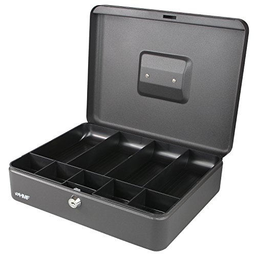 HMF 10019-02 Geldkassette Scheinfächer Münzfächer | 30,0 x 24,0 x 9,0 cm | Schwarz von HMF