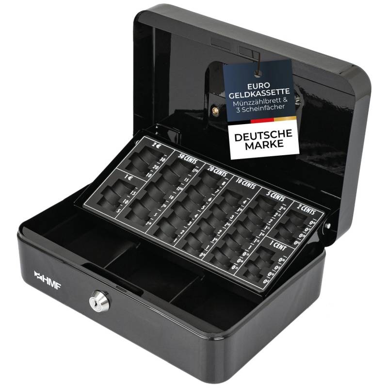 HMF 10022-02 Geldkassette Abschließbar Kasse Euro Münzzählbrett 3 Banknotenfächer 25 x 18 x 9 cm Schwarz HMF 10022-02 Geldkassette Abschließbar Kasse Euro Münzzählbrett 3 Banknotenfächer 25 x 18 x 9 cm Schwarz von HMF