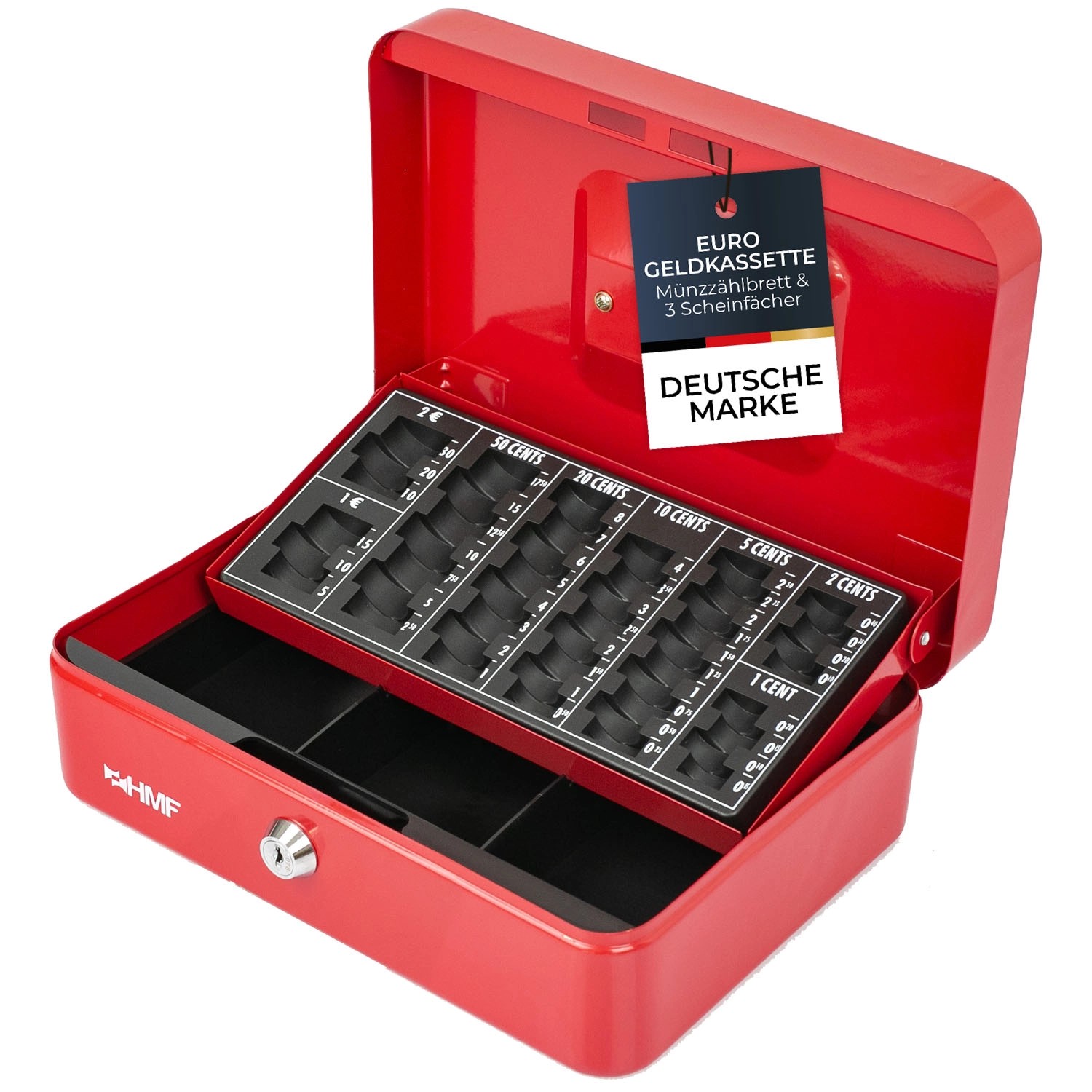 HMF 10022-03 Geldkassette Abschließbar Kasse Euro Münzzählbrett 3 Banknotenfächer 25 x 18 x 9 cm Rot HMF 10022-03 Geldkassette Abschließbar Kasse Euro Münzzählbrett 3 Banknotenfächer 25 x 18 x 9 cm Rot von HMF