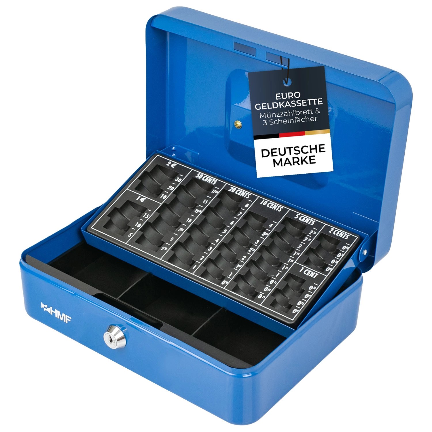 HMF 10022-05 Geldkassette Abschließbar Kasse Euro Münzzählbrett 3 Banknotenfächer 25 x 18 x 9 cm Blau HMF 10022-05 Geldkassette Abschließbar Kasse Euro Münzzählbrett 3 Banknotenfächer 25 x 18 x 9 cm Blau von HMF