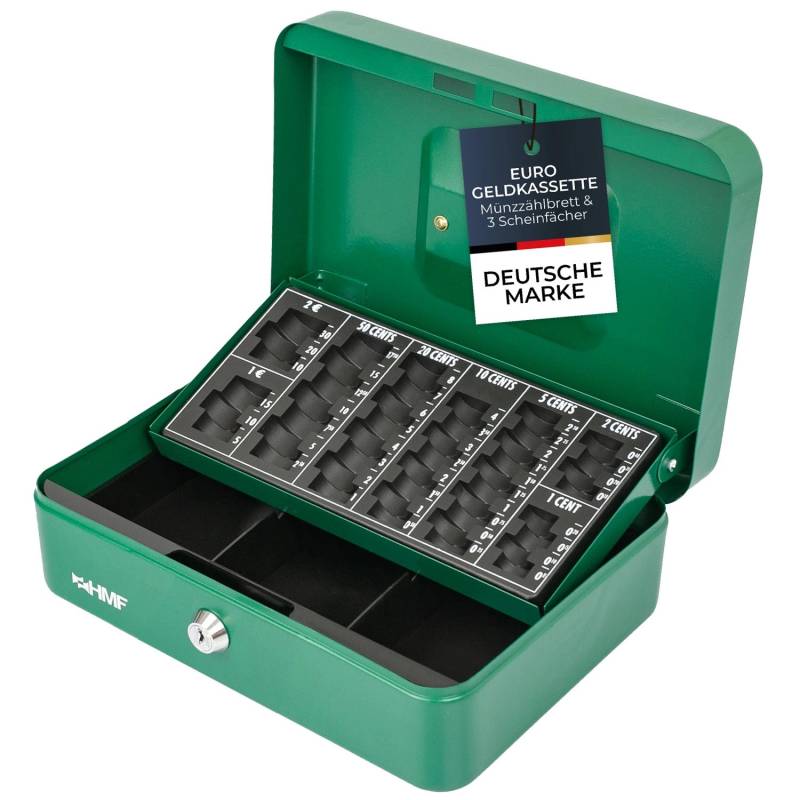 HMF 10022-06 Geldkassette Abschließbar Kasse Euro Münzzählbrett 3 Banknotenfächer 25 x 18 x 9 cm Grün HMF 10022-06 Geldkassette Abschließbar Kasse Euro Münzzählbrett 3 Banknotenfächer 25 x 18 x 9 cm Grün von HMF