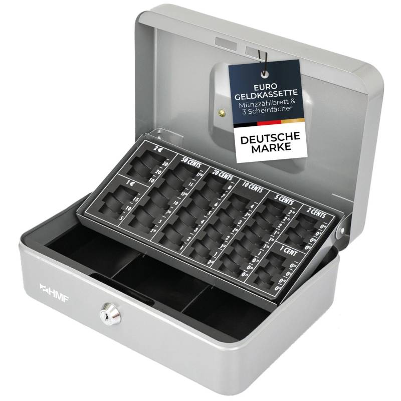 HMF 10022-09 Geldkassette Abschließbar Kasse Euro Münzzählbrett 3 Banknotenfächer 25 x 18 x 9 cm Silber HMF 10022-09 Geldkassette Abschließbar Kasse Euro Münzzählbrett 3 Banknotenfächer 25 x 18 x 9 cm Silber von HMF