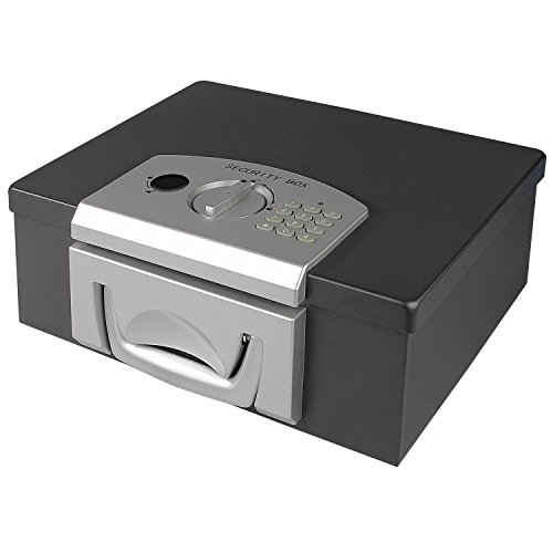 HMF 1006-02 Dokumentenbox mit Elektronikschloss | 32,5 x 25,5 x 12,5 cm | DIN A4 | Schwarz von HMF
