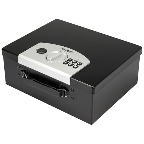 HMF 1006-02 Dokumentenbox mit Elektronikschloss | 32,5 x 25,5 x 12,5 cm | DIN A4 | Schwarz von HMF