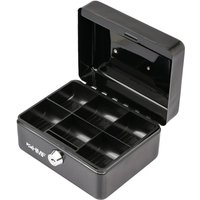 HMF Geldkassette abschließbar, Kasse mit Münzeinsatz, 6 Münzfächer, 15 x 12 x 8 cm, Schwarz von HMF