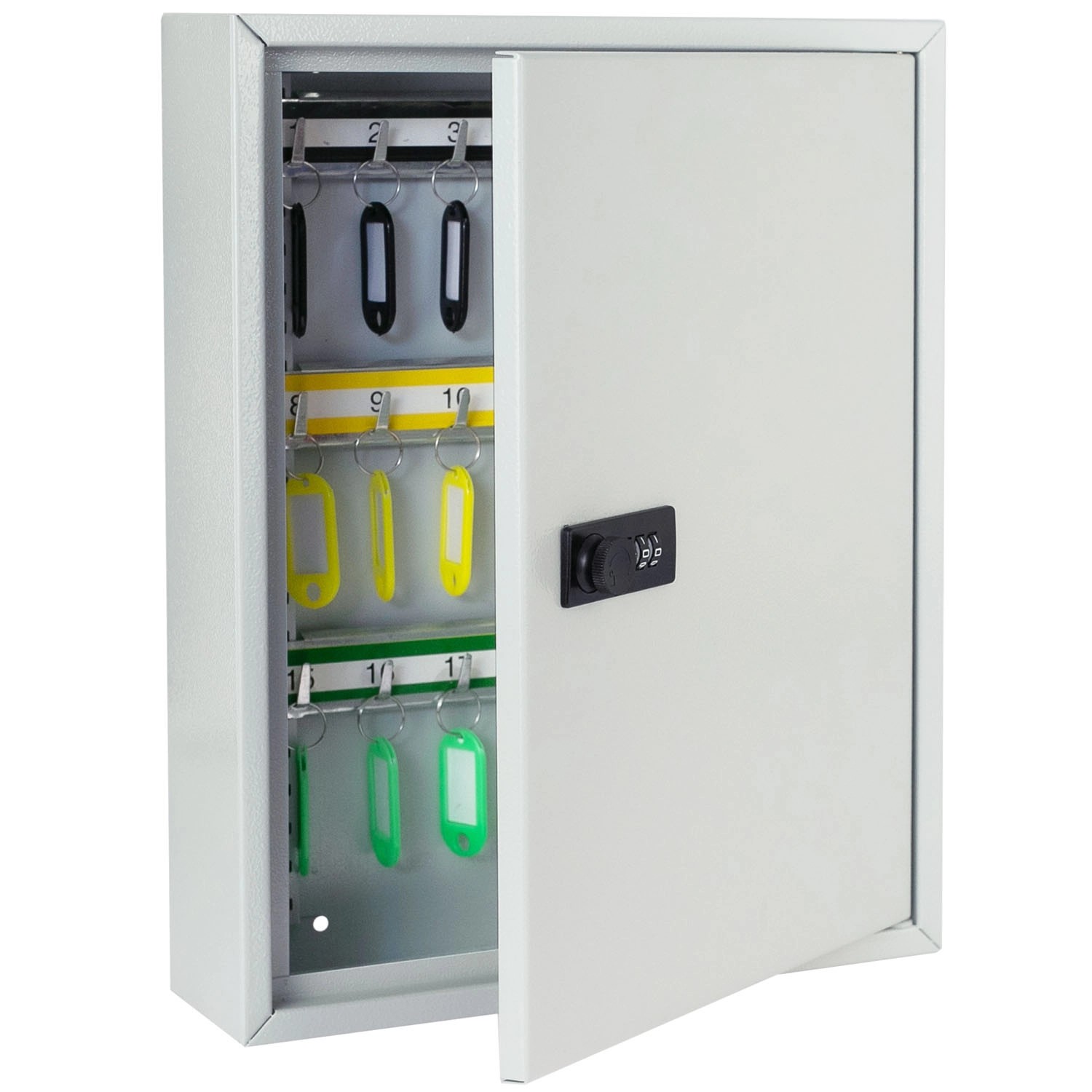 HMF 13642-07 Schlüsselschrank Zahlencode Schlüsselkasten Groß 42 Haken 35 x 27 x 8 cm Lichtgrau HMF 13642-07 Schlüsselschrank Zahlencode Schlüsselkasten Groß 42 Haken 35 x 27 x 8 cm Lichtgrau von HMF