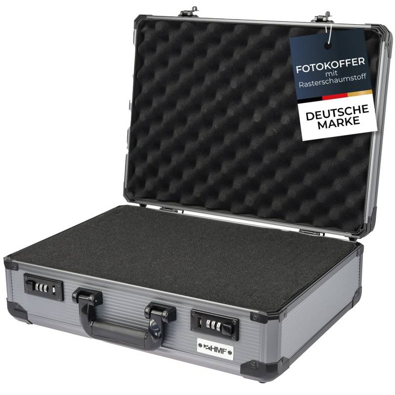 HMF 14402-02 Alu Fotokoffer Koffer Rasterschaumstoff 46 x 33 x 15 cm von HMF