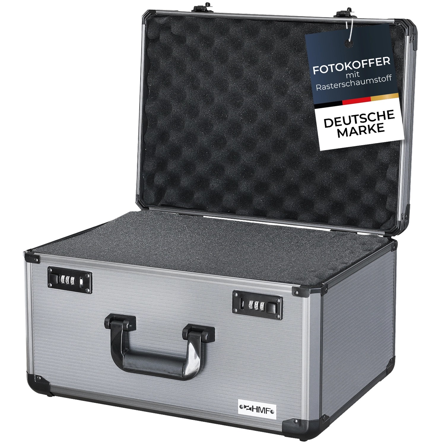 HMF 14412-02 Alu Fotokoffer Miniaturenkoffer Rasterschaumstoff 46 x 33 x 26 cm von HMF