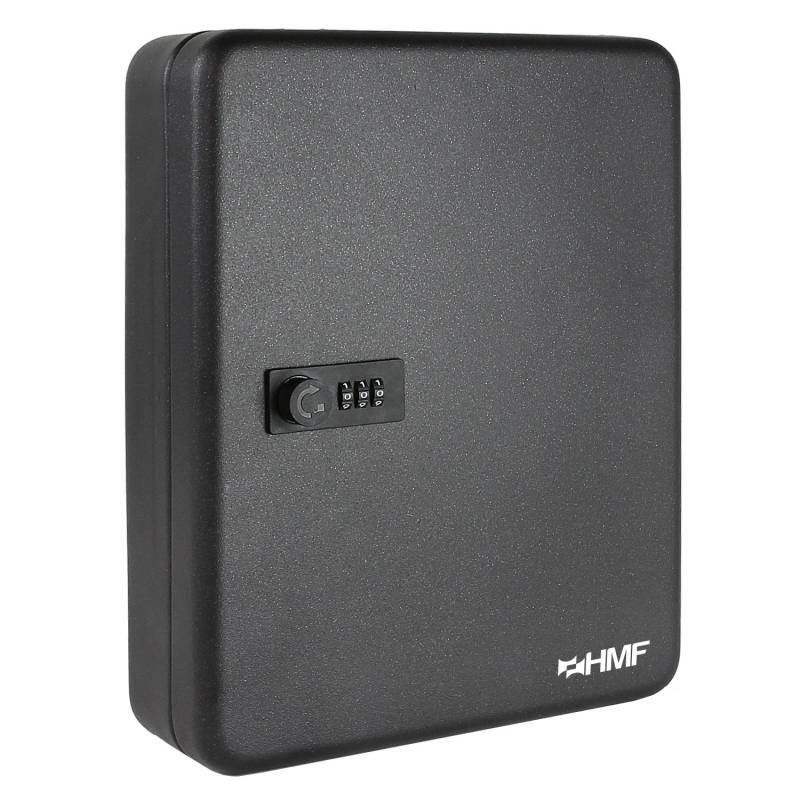 HMF 14500-02 Schlüsselkasten Zahlencode 45 Haken 30 x 24 x 7 cm Schwarz von HMF