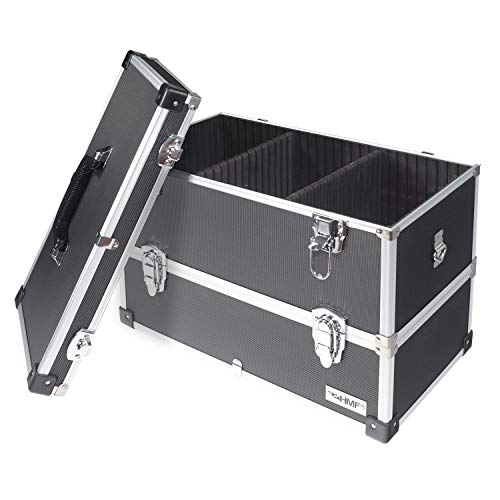 HMF 14660-02 Alu Werkzeugkoffer leer, 2 Etagen, 44 x 32,5 x 24 cm, schwarz von HMF