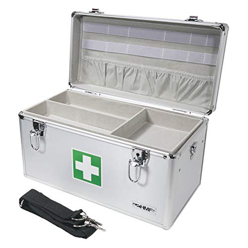 HMF 14701-09 Alu Medizinkoffer, Erste Hilfe Koffer, Tragegriff, 40 x 22,5 x 20,5 cm von HMF