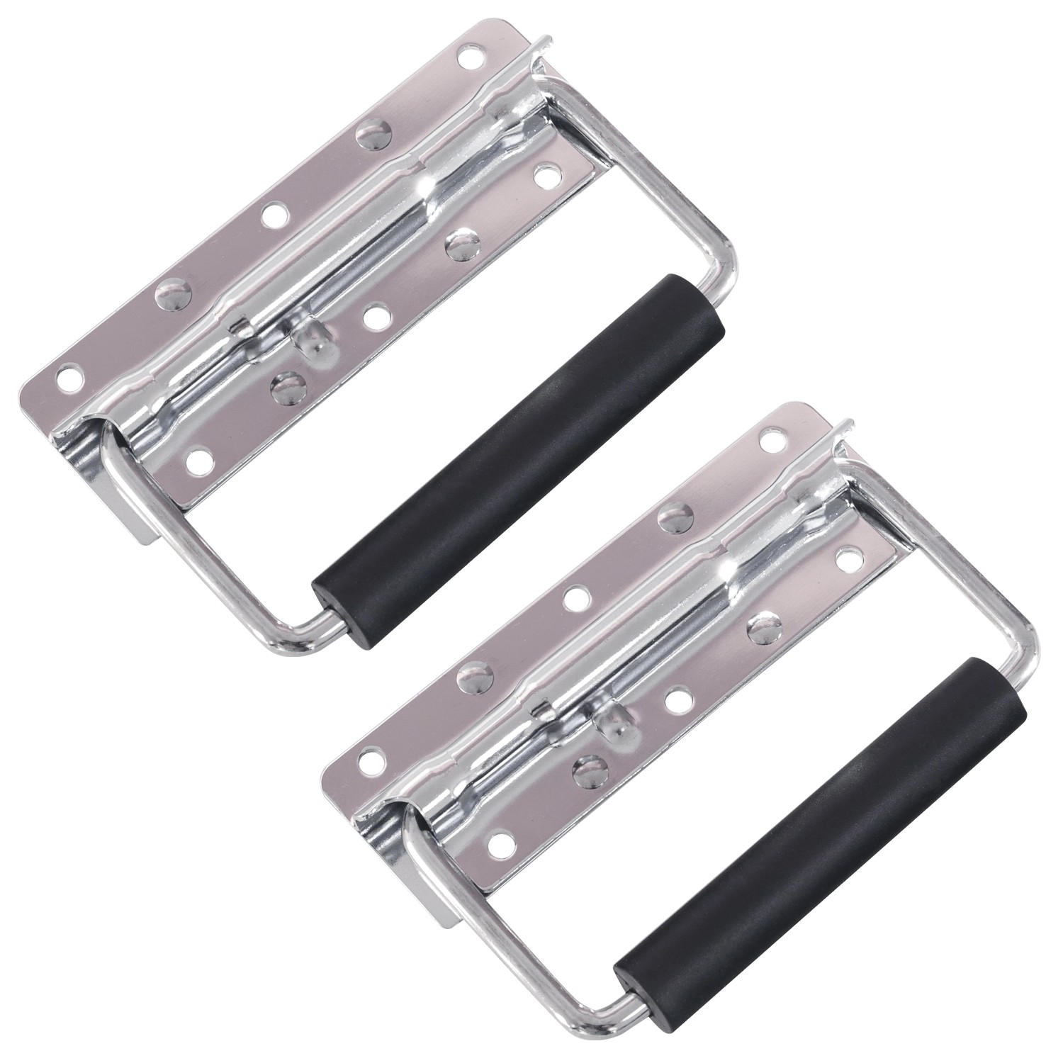 HMF 14990-09 Klappgriff für Kisten 2er Set Gefedert 125 x 4 cm Silber Verzinkt von HMF