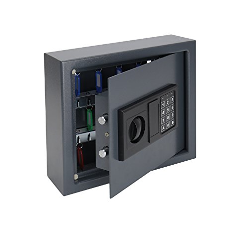 HMF 2030-11 Schlüsseltresor mit Elektronikschloss | 30 Haken | 30 x 28 x 10 cm | Anthrazit von HMF