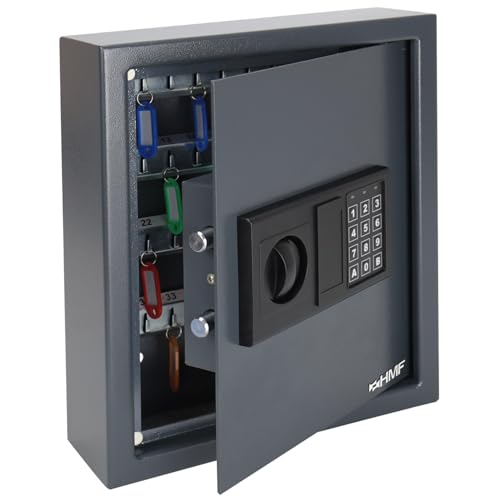 HMF 2048-11 Schlüsseltresor mit Elektronikschloss | 48 Haken | 36 x 30 x 10 cm | Anthrazit von HMF