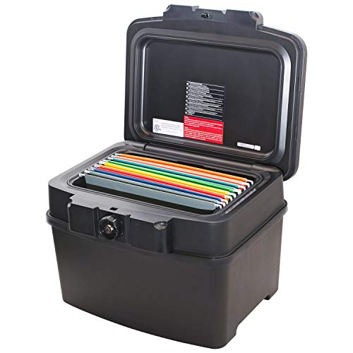HMF 250453 Feuerfeste Wasserdichte Dokumentenbox | DIN A4 | Hängeregister | schwarz von HMF