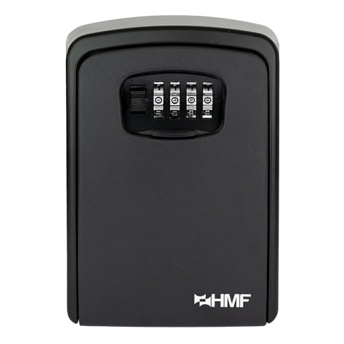 HMF 328-02 Schlüsseltresor mit 4-stelligem Zahlencode, Schlüsselbox für außen | 14,5 x 10,5 x 5,5 cm | Schwarz von HMF