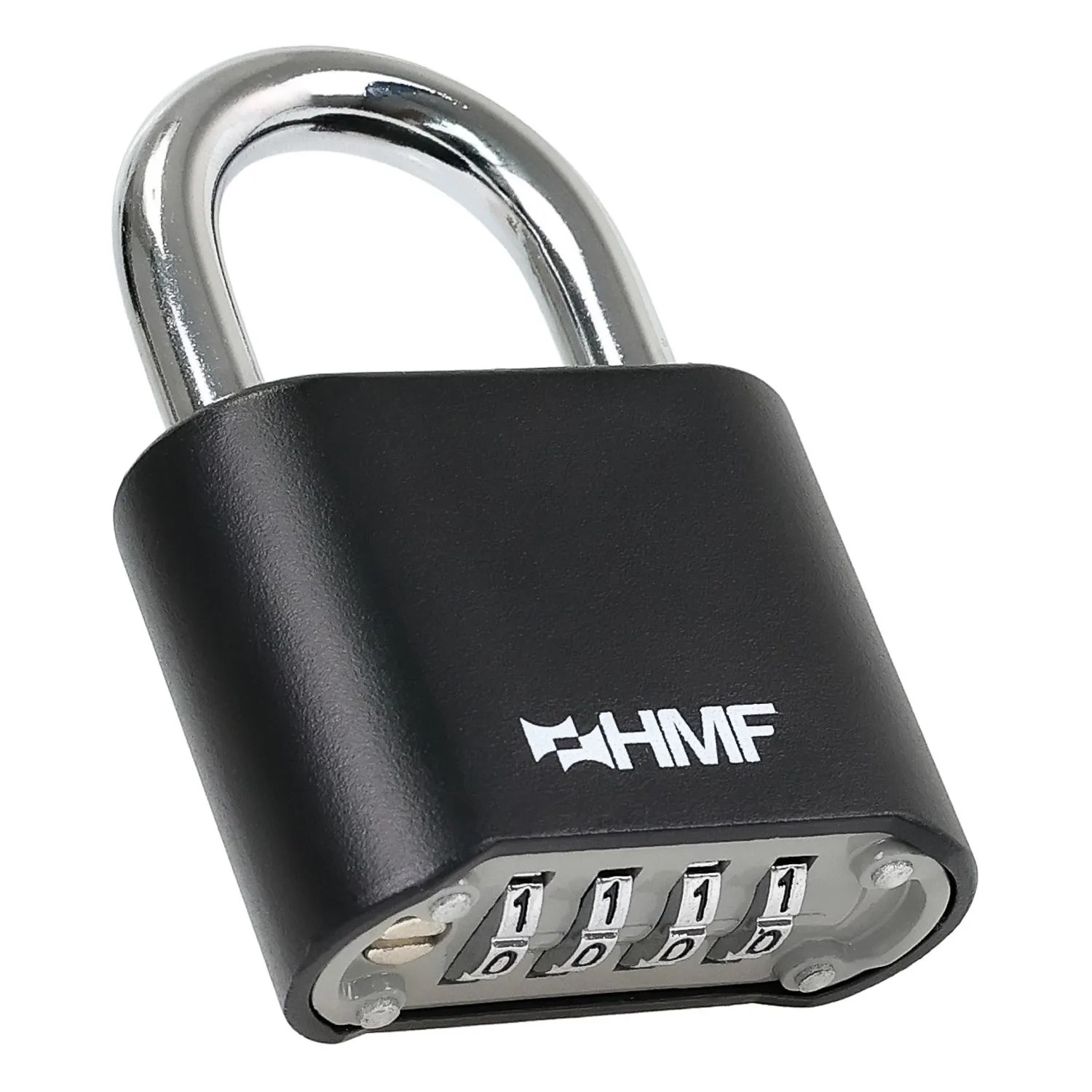 HMF 3507-02 Zahlenschloss Vorhängeschloss Schloss mit 4-Stelligem Zahlencode aus Zinklegierung 53 x 24 x 78 mm Schwarz von HMF